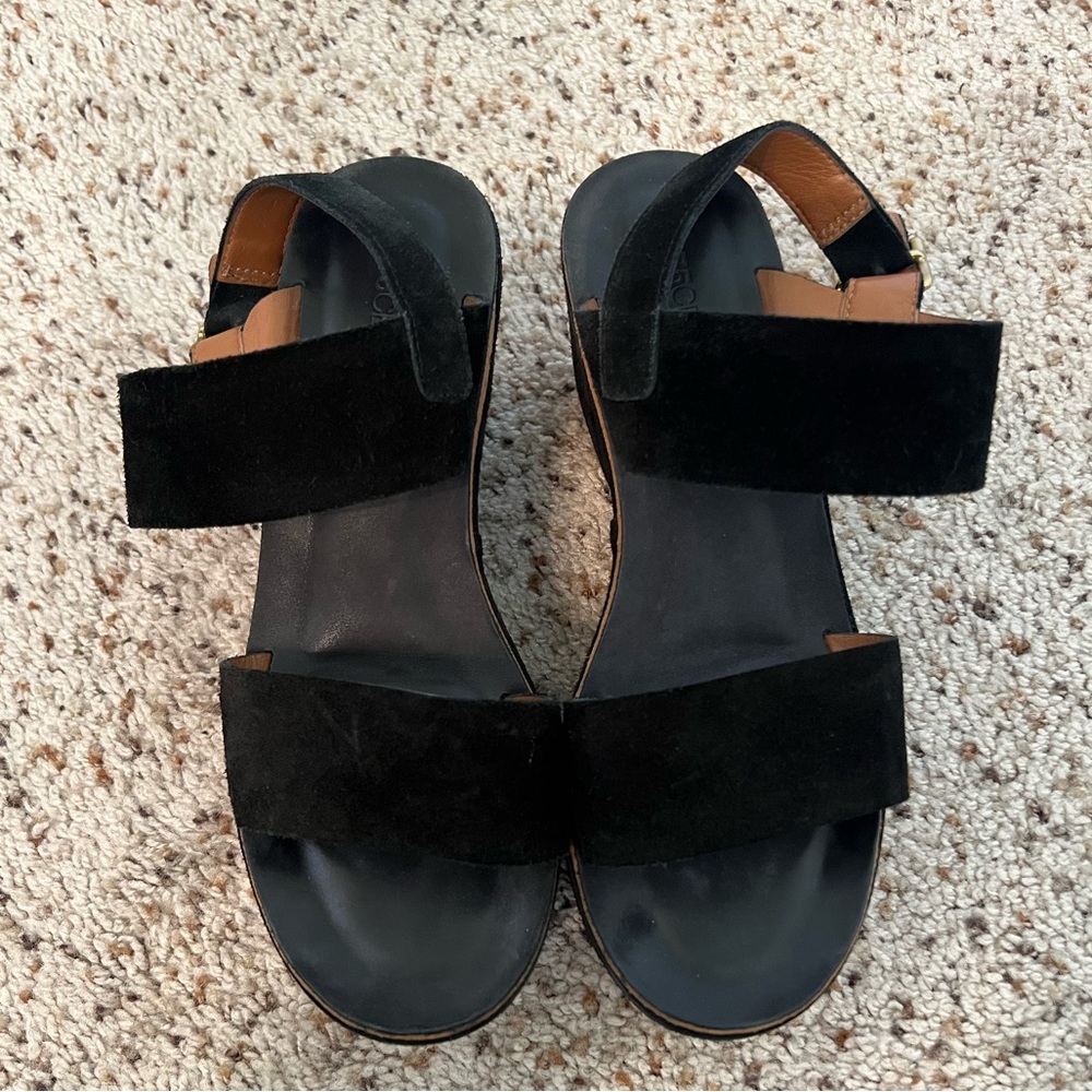 275 Central Black Suede Platform Sandals